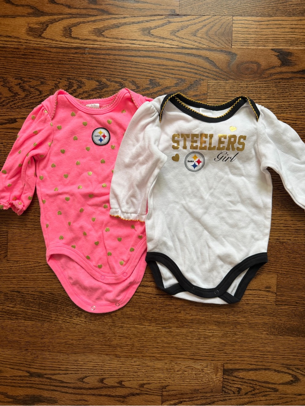 3-6 month girl Steelers onesies